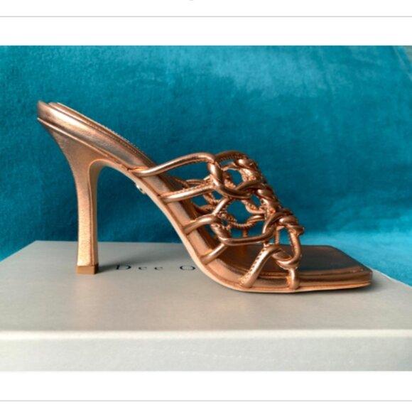 NIB Dee Ocleppo Leather Metallic Copper Caged Mule Sandals Belize 8.5 MSRP $375 - Picture 12 of 16